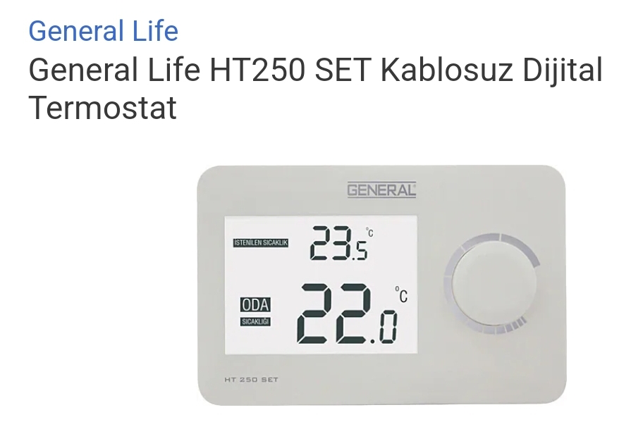 General Ht 250 Set Kablosuz Oda Termostatı